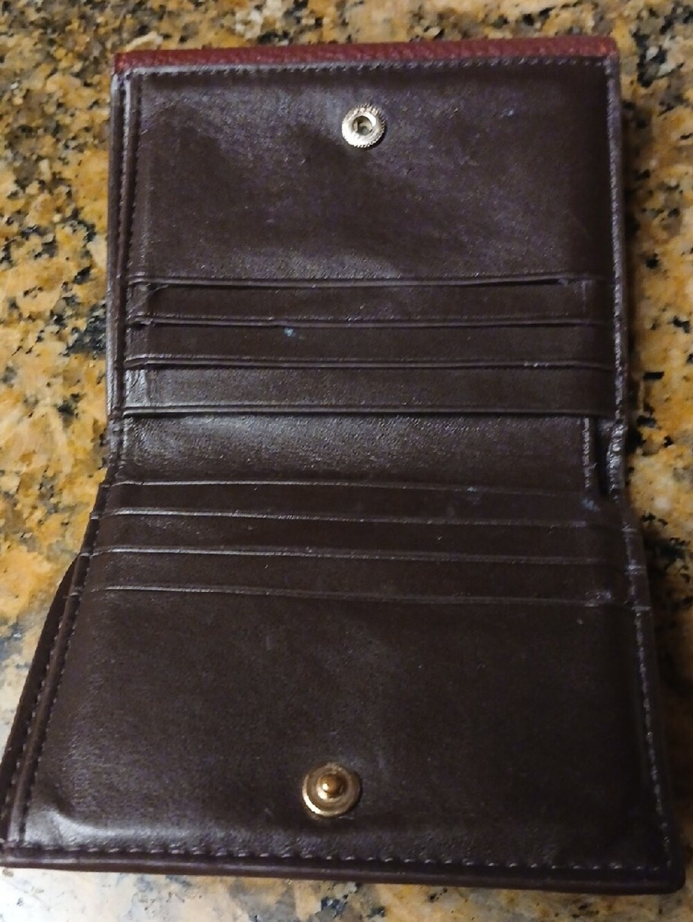 COACH Pebbled Fold-Over Wallet in Wine Red with Gold Hardware - Picture 2 of 5